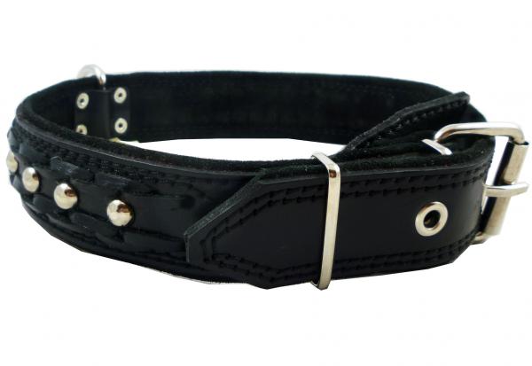 Leather Braided Studded Dog Collar