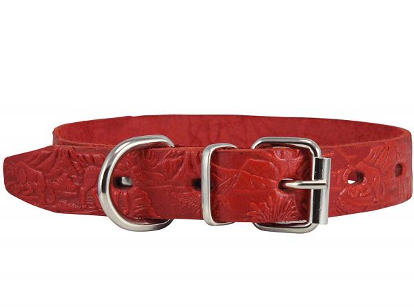 Genuine Tooled Leather Dog Collar