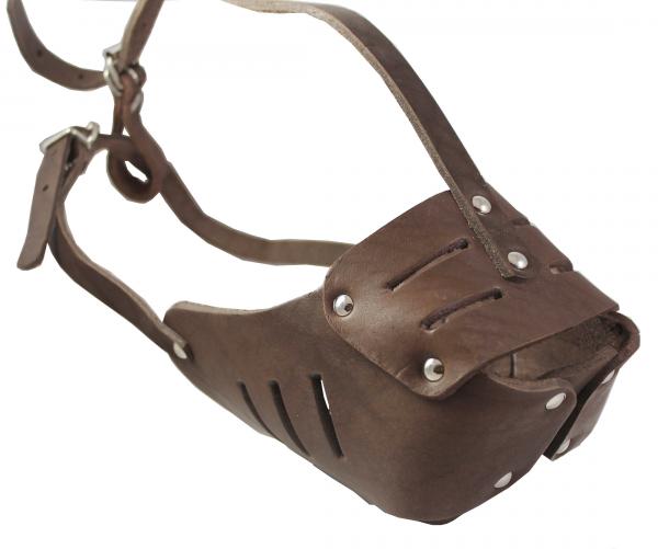 Leather Cage Basket Secure Dog Muzzle #130