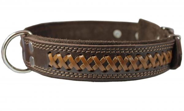 Real Leather Braided Dog Collar