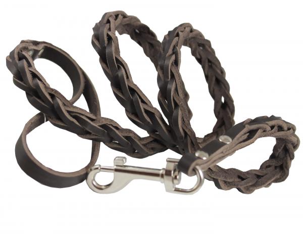 Genuine Leather Braided Dog Leash  4-thong Square Braid