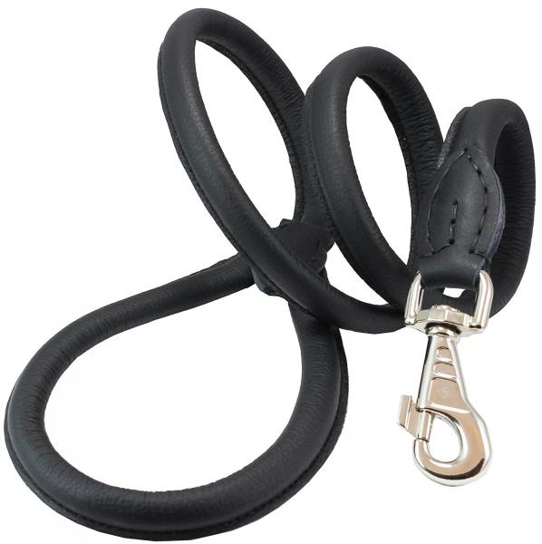 Round Genuine Rolled Leather Dog Leash
