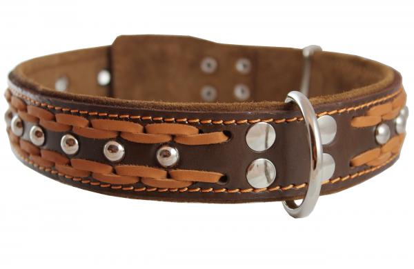 Leather Braided Studded Dog Collar