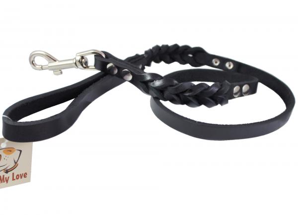 Real Leather Braided Dog Leash