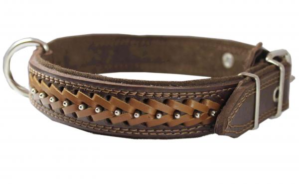 Leather Braided Studded Dog Collar