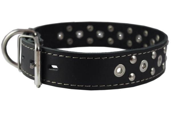 Genuine Leather Studded Red Dog Collar