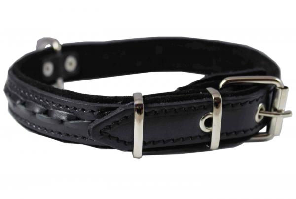 High Quality Genuine Leather Braided Dog Collar, Black