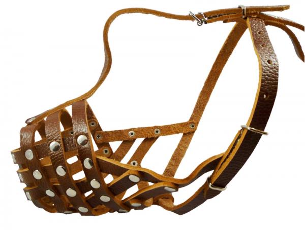 Secure Leather Mesh Dog Basket Muzzle #11