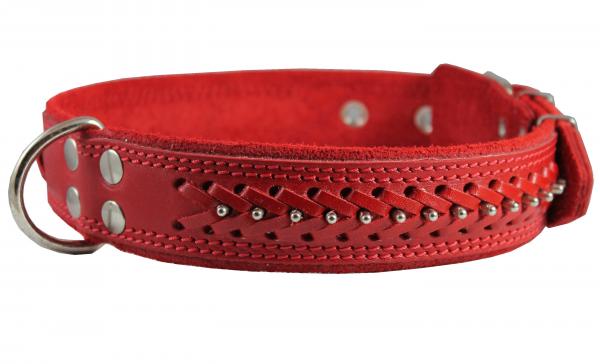 Leather Braided Studded Dog Collar