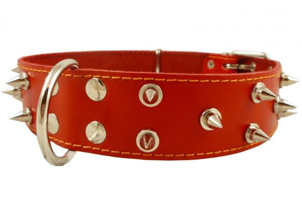 Real Leather Spiked Dog Collar