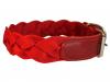 Cotton Web Leather Combo Braided Dog Collar